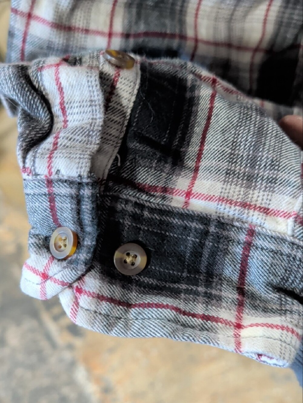 Carhartt Flannel Black, White & Red Plaid Button-Down Shirt - Picture 4 of 5